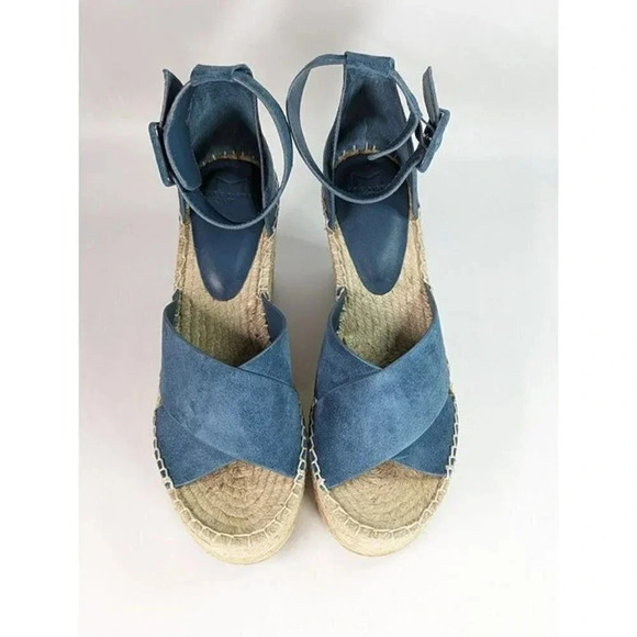 Marc Fisher Women's Able Square Toe Blue Wedge Platform Size 9 (MSRP $140) - Picture 4 of 10